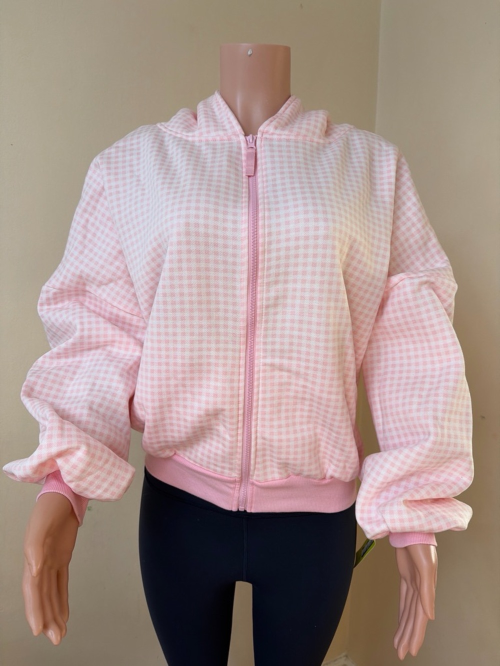 Pastel Pink Hooded Zip Bomber Jacket